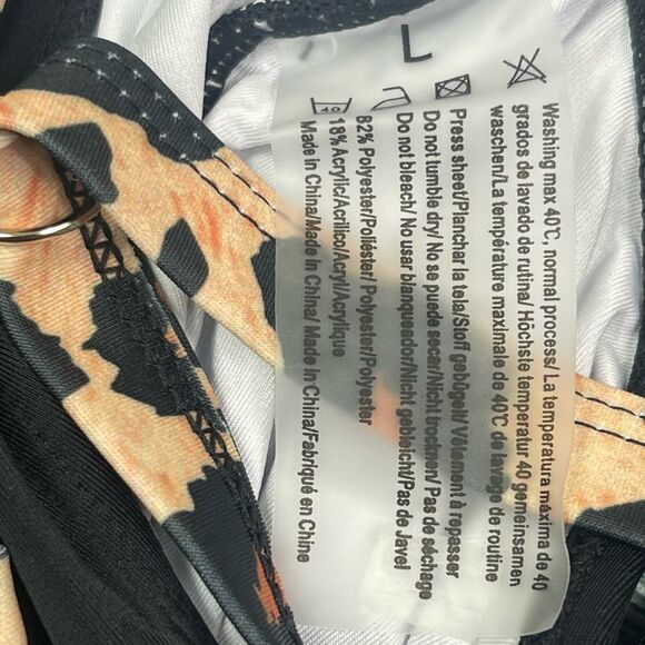 Leopard Print and Black One Piece Swimsuit - Picture 6 of 8